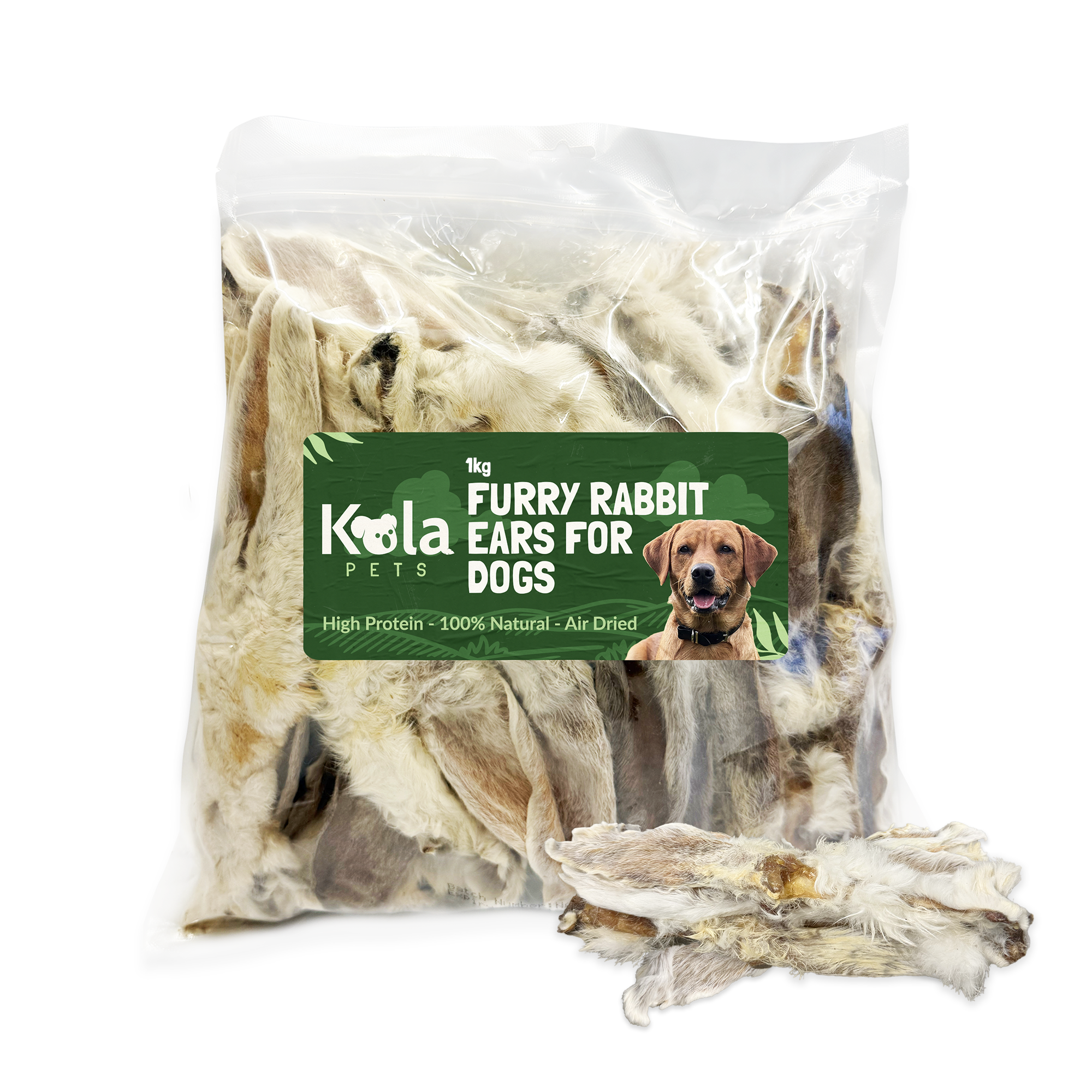 Rabbit Ears With Fur for Dogs 1kg (60-70 Ears)