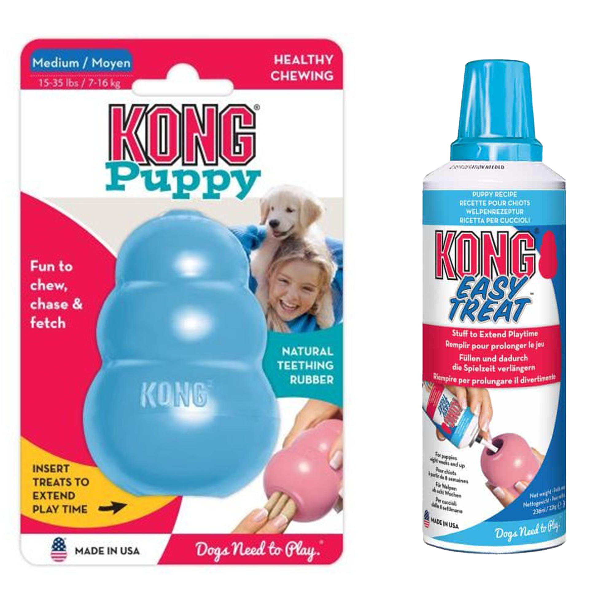 KONG Puppy Toy Classic + Easy Treat Paste Bundle