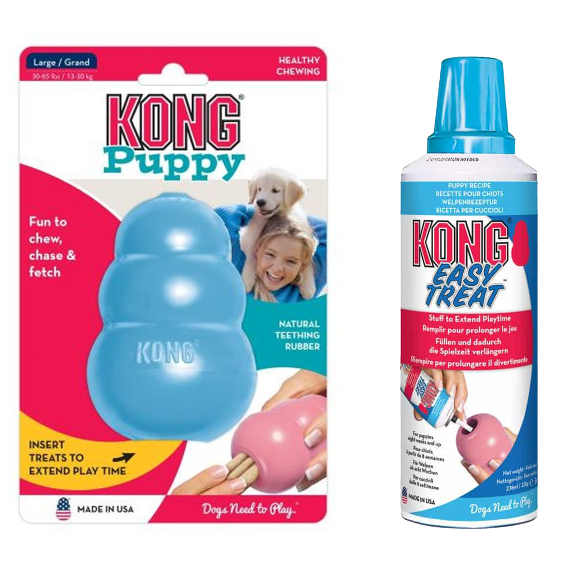 KONG Puppy Toy Classic + Easy Treat Paste Bundle