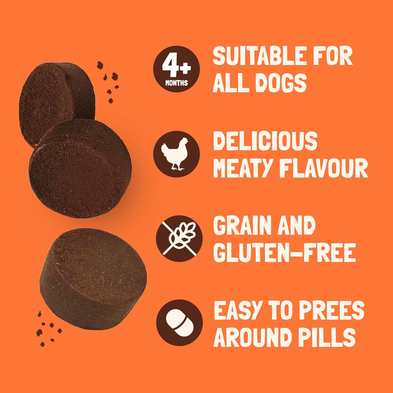 Pill Pockets for Dogs Bundle (4x80g) - Beef Flavoured Pill Assist for Small/Large Dogs, Grain Free, Pill Treats + Koala Pets Dog Poo Bags
