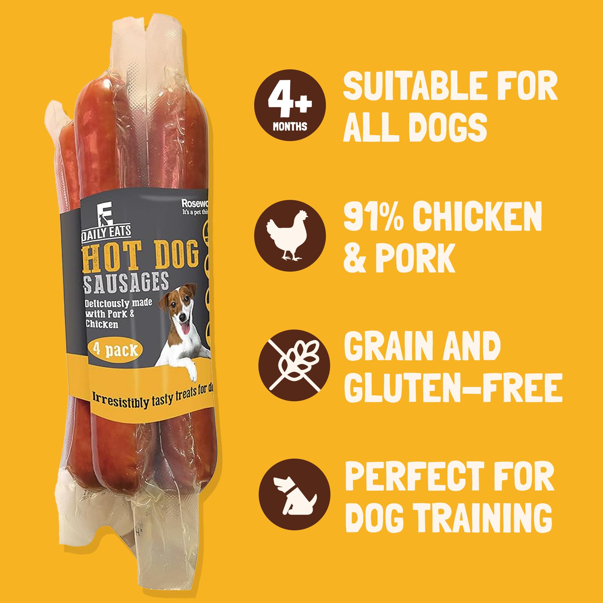 Rosewood Chicken & Pork Dog Sausages Bundle (4 x 4 Pack)