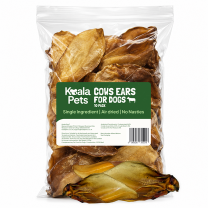 Large Cows Ears for Dogs 10 Pack