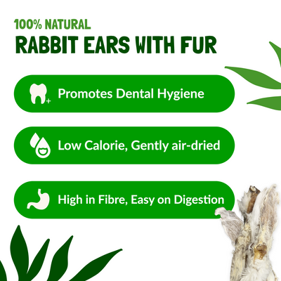 Rabbit Ears With Fur for Dogs 1kg (60-70 Ears)