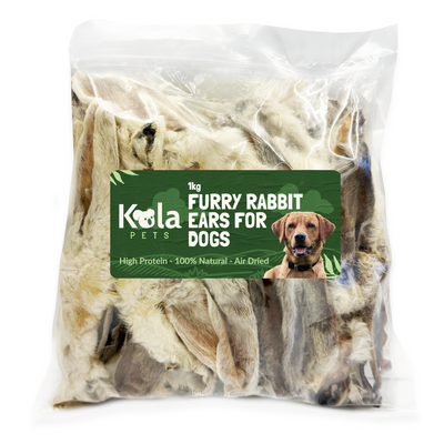 Rabbit Ears With Fur for Dogs 1kg (60-70 Ears)