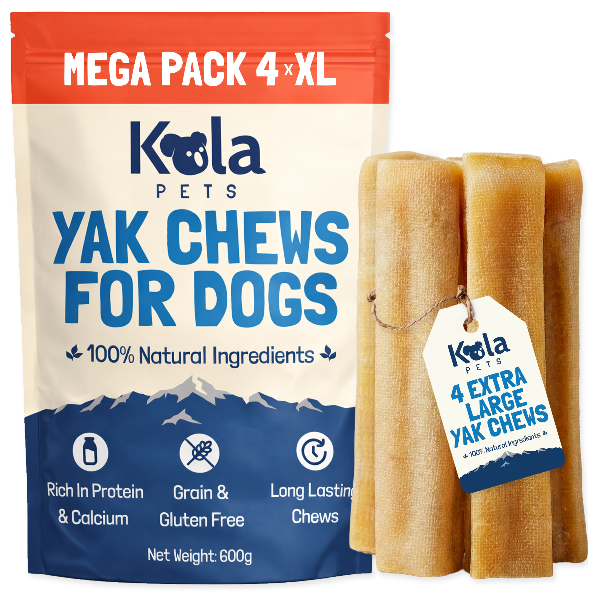 Yak Chews for Dogs (XL Pack of 4)