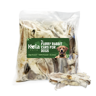 Rabbit Ears With Fur for Dogs 1kg (60-70 Ears)