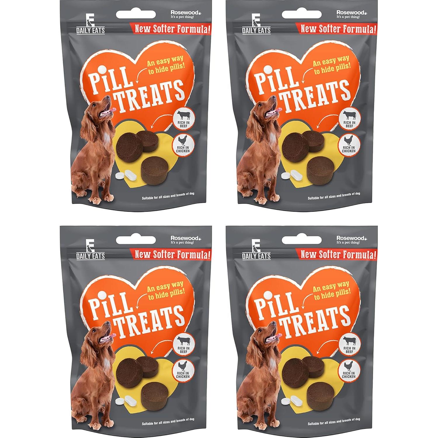 Pill Pockets for Dogs Bundle (4x80g) - Beef Flavoured Pill Assist for Small/Large Dogs, Grain Free, Pill Treats + Koala Pets Dog Poo Bags